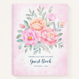 Cuaderno Watercolor Floral Pink Baby Shower Guest Book