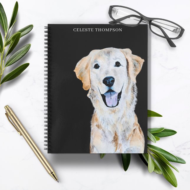 Cuaderno Watercolor Golden Retriever Dog Personalize (Subido por el creador)