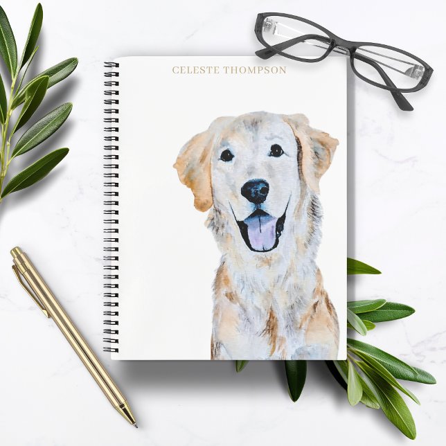 Cuaderno Watercolor Golden Retriever Dog Personalize (Subido por el creador)