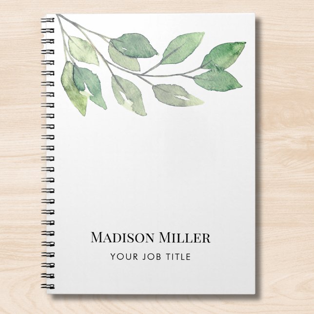 Cuaderno Watercolor Greenery Personalized Job Title (Subido por el creador)