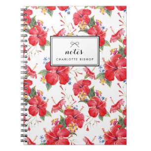 Cuaderno Watercolor Hibiscus and Lantana Pattern