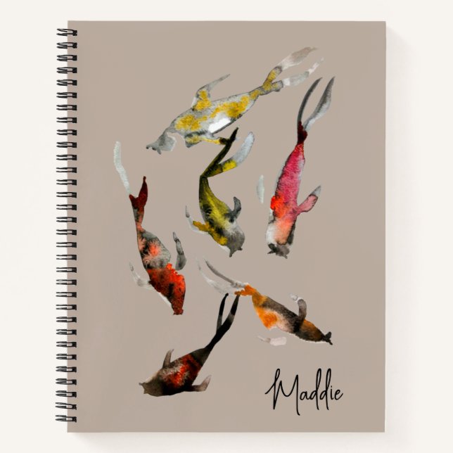 Cuaderno Watercolor koi pez dorado rojo (Anverso)