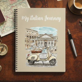 Cuaderno Watercolor Landmarks Vintage Vespa Italian Travel 