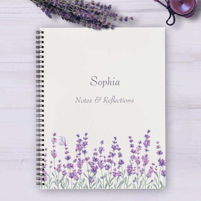 Cuaderno Watercolor Lavender Floral Purple Border Notebook (Subido por el creador)