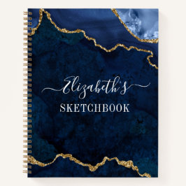 Cuaderno Watercolor Marble Gold Blue Geode Sketchbook