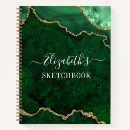 Cuaderno Watercolor Marble Gold Green Geode Sketchbook