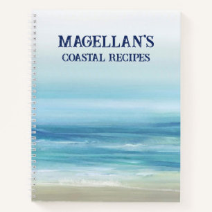 Cuaderno Watercolor Ocean Waves Beach House Receta costera