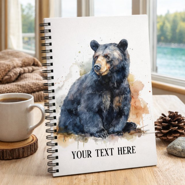 Cuaderno Watercolor Oso Negro Woodland Art, personalizado (Subido por el creador)