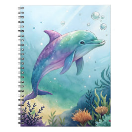 Cuaderno Watercolor painted dolphin