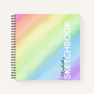 Cuaderno Watercolor Pastel del degradado del arcoiris Nombr