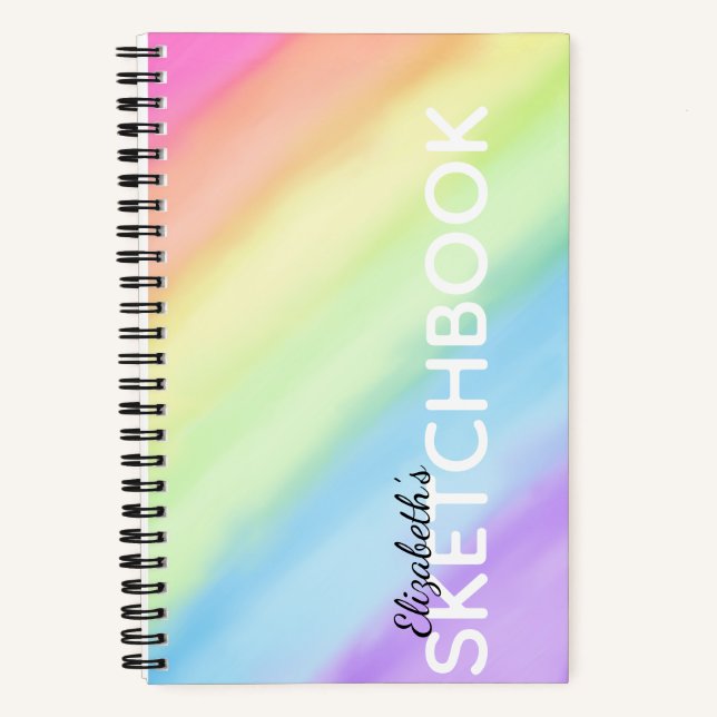 Cuaderno Watercolor Pastel del degradado del arcoiris Nombr (Anverso)