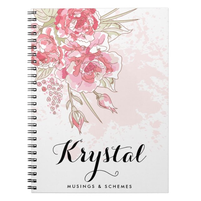 Cuaderno Watercolor Pastel Pink Peonies Personalizados (Frente)