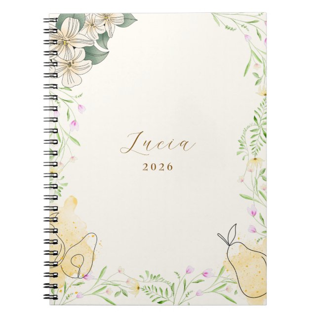 Cuaderno Watercolor Pear Floral Garden (Frente)