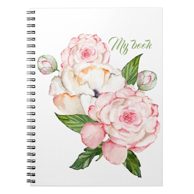 Cuaderno Watercolor peonies in tender colors (Frente)