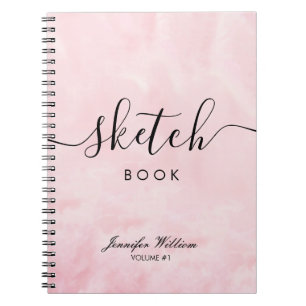 Cuaderno Watercolor Pink Sketchbook Your Name Script