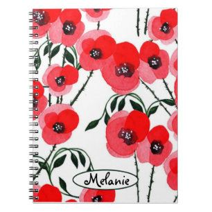 Cuaderno Watercolor poppy flowers botanical