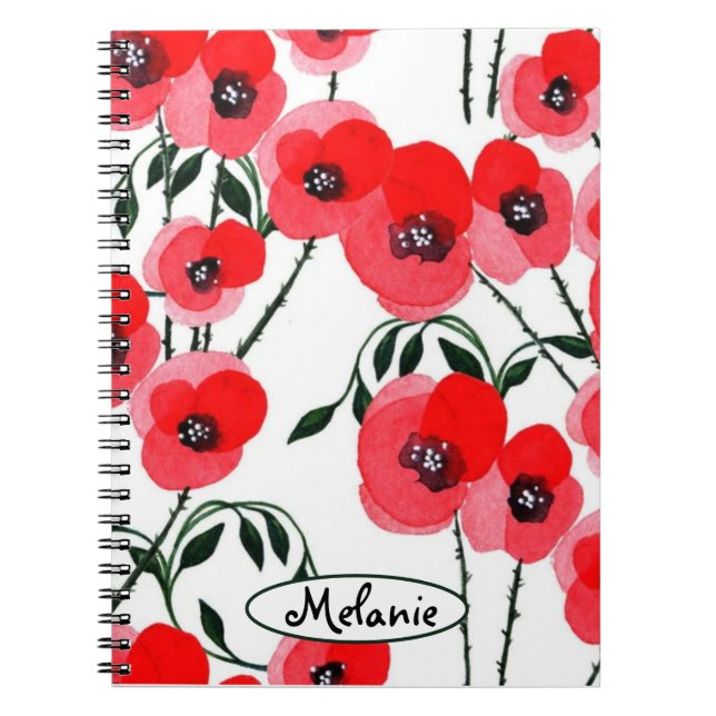 Cuaderno Watercolor poppy flowers botanical (Frente)