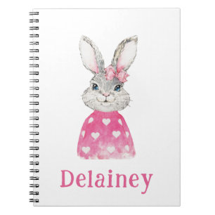 Cuaderno Watercolor Preppy Bunny Personalizado
