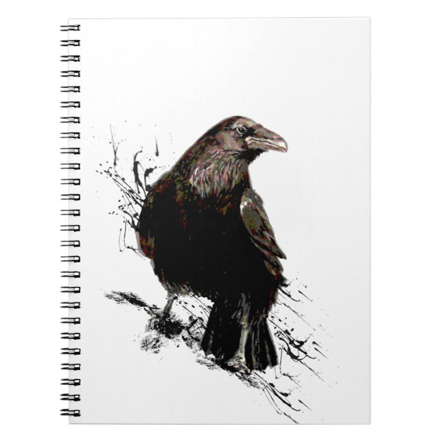 Cuaderno Watercolor Raven Bird Animal Art (Frente)