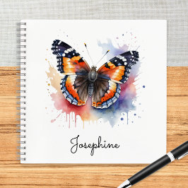 Cuaderno Watercolor Red Admiral Butterfly Personalized