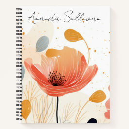 Cuaderno Watercolor red poppy painting