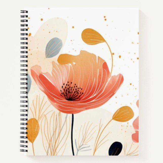 Cuaderno Watercolor red poppy painting (Anverso)