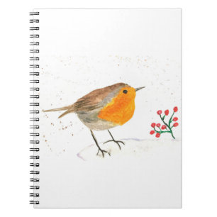 Cuaderno Watercolor Robin Merry Christmas wildlife art