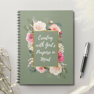 Cuaderno .Watercolor Rosa Rosa Bouquet con comillas Godosas
