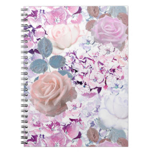 Cuaderno Watercolor roses and hydrangeas.