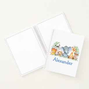 Cuaderno Watercolor Safari Jungle Animales Blue Drawing