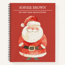 Watercolor Santa Claus "Mis Resoluciones de Año Nu