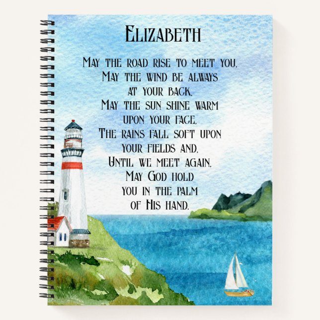 Cuaderno Watercolor Sea Irish Blessing Poem Goaway Gift (Anverso)