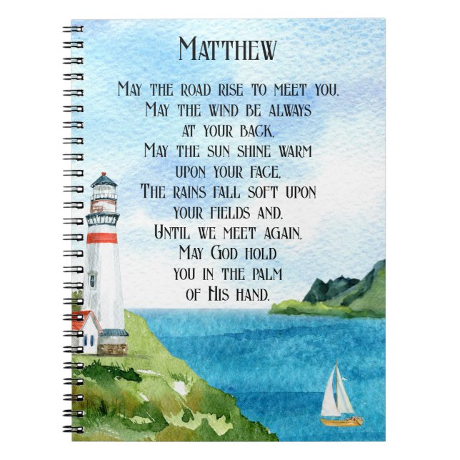 Cuaderno Watercolor Sea Irish Blessing Poem Goaway Gift (Frente)