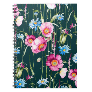 Cuaderno Watercolor seamless pattern with corn poppy flower