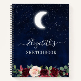 Cuaderno Watercolor Sky Moon Stars Floral Sketchbook