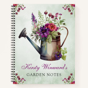 Cuaderno Watercolor Spring Floral Waters Can Garden Notes