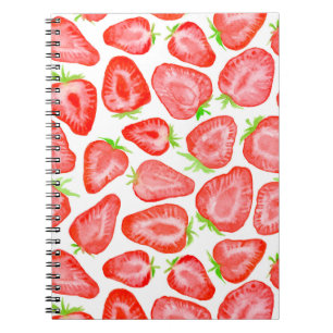 Cuaderno Watercolor strawberry slices pattern
