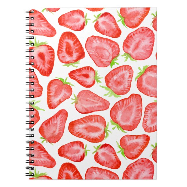 Cuaderno Watercolor strawberry slices pattern (Frente)