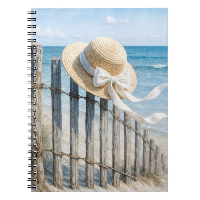 Cuaderno Watercolor Summer Hat on a Fence Post (Frente)