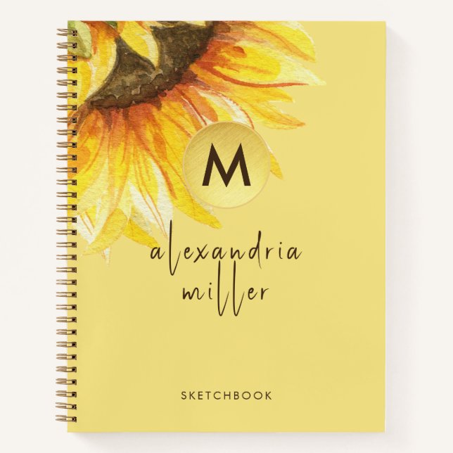 Cuaderno Watercolor Sunflower Monograma Sketchbook (Anverso)