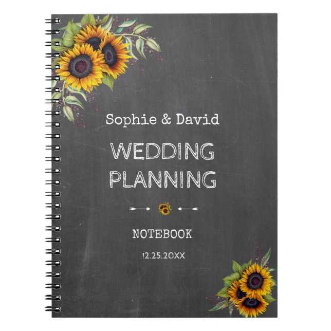 Cuaderno Watercolor Sunflowers Chalkboard Wedner (Frente)