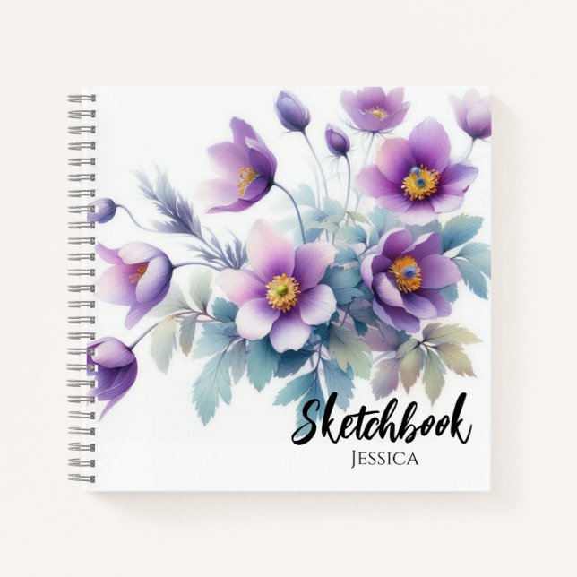 Cuaderno Watercolor Violet Flowers Sketchbook (Anverso)