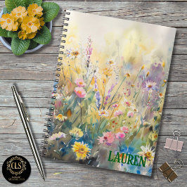 Cuaderno Watercolor Wildflowers Minimalist Name 