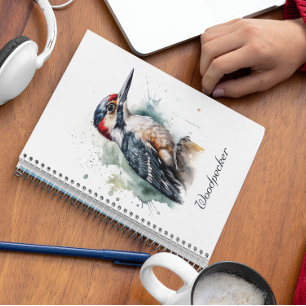 Cuaderno Watercolor Woodpecker Woodland, personalizado