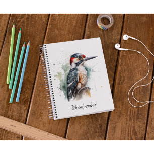 Cuaderno Watercolor Woodpecker Woodland, personalizado