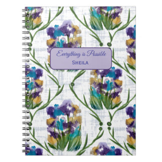 Cuaderno Watercolour Iris Floral Wreath Notebook