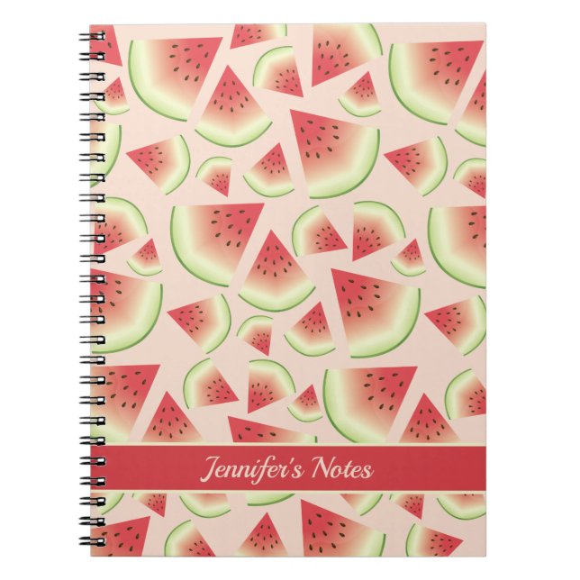 Cuaderno Watermelon Pattern With Custom Title Or Name (Frente)