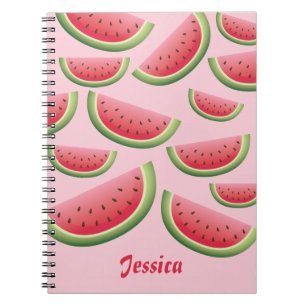 Cuaderno Watermelon Slices On Pink With Personalized Name