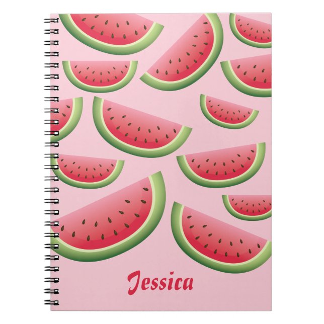 Cuaderno Watermelon Slices On Pink With Personalized Name (Frente)