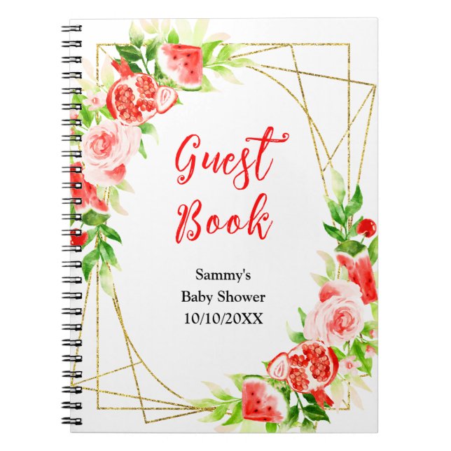 Cuaderno Watermelon y Pomegranate Baby Shower Guest Book (Frente)